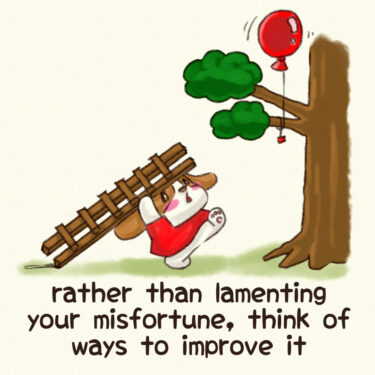 rather than lamenting your misfortune, think of ways to improve it